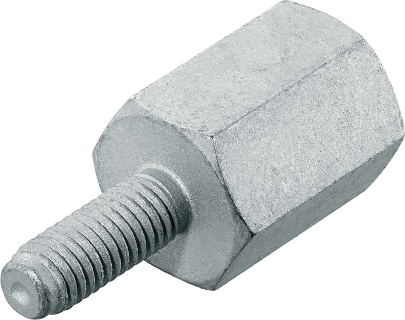 MF Threaded Standoff Adapter Male-Female coated carbon steel threaded standoff for fastening to passive fire protection (PFP) coated steel beams