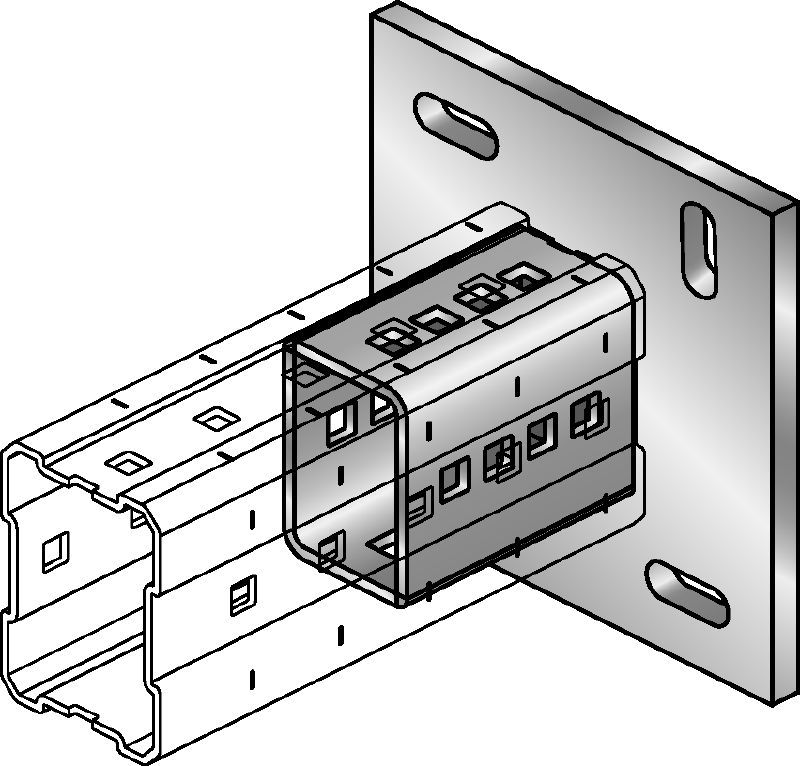 MIC-C-AA Hot-dip galvanized (HDG) baseplate for fastening MI-90 girders to concrete using two anchors