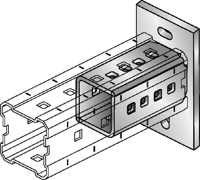 MIC-C-AA Hot-dip galvanized (HDG) baseplate for fastening MI-90 girders to concrete using two anchors