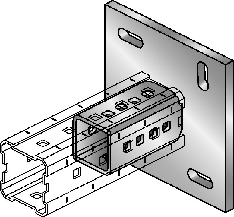 MIC-C-AA Hot-dip galvanized (HDG) baseplate for fastening MI-90 girders to concrete using two anchors